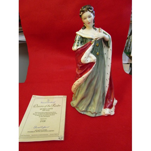 68 - A Royal Doulton HN3141 Queens of the Realm 'Queen Anne', unboxed but with papers, excellent conditio... 