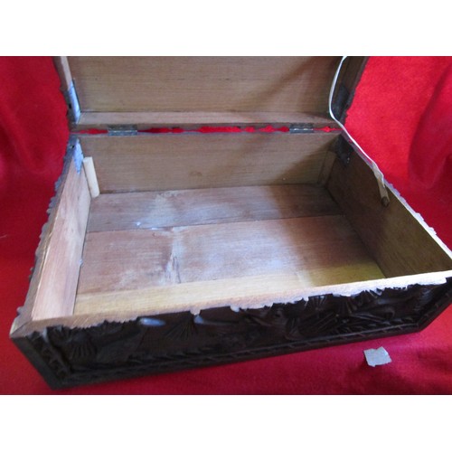 288 - An oriental Indian style carved wooden sewing box in good order