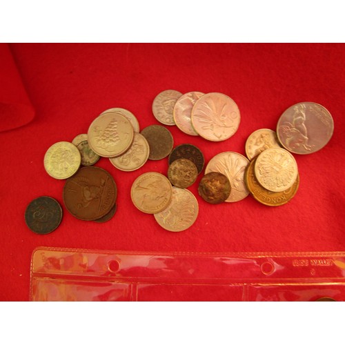 86 - An assortment of mixed foreign coinage and a medallion for the marriage of Albert Prince of Wales an... 