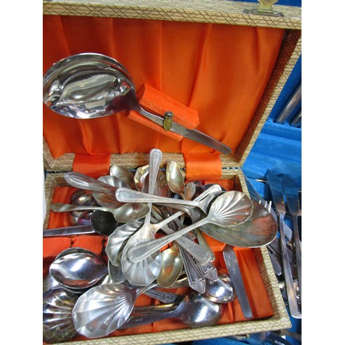 17 - Two partial canteens of cutlery including Viner's and an Oneida King's pattern plus a box of art dec... 