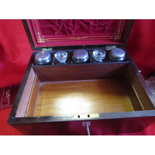 287 - An impressive ladies travelling box complete with all internal glass pots and containers, most with ... 