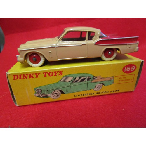 103 - Dinky Studebaker Golden Hawk #169, boxed, immaculate, finished in tan and red