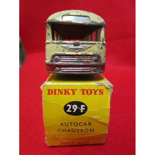 111 - French Dinky Toys #29F Autocar Chausson, boxed. Wear to both box and to paint finish on bus (inspect... 