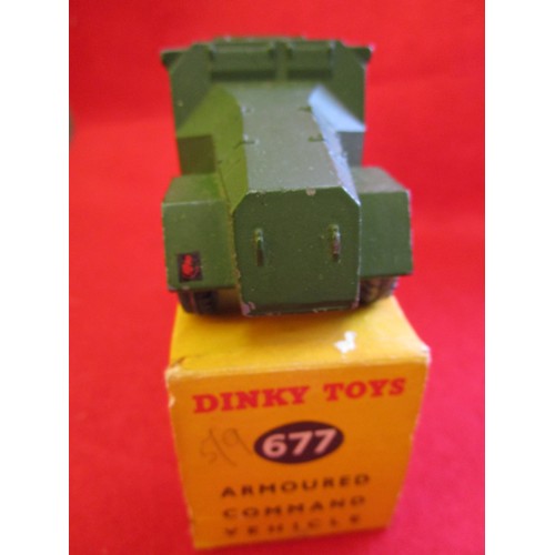 117 - A Dinky Toys #677 Armoured Command Vehicle in original box, retains original 'Desert Rats' decals, v... 