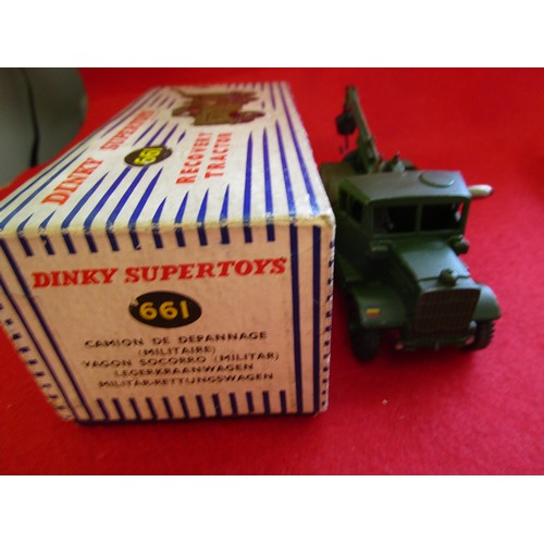 122 - Dinky Supertoys #986 Mighty Antar Low Loader with Propeller, boxed, some wear to paint and chips thr... 