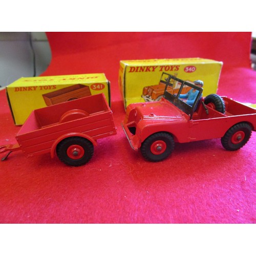 126 - Dinky Toys #340 Land-Rover (with rare red plastic wheels) and #341 Land-Rover Trailer, both boxed an... 