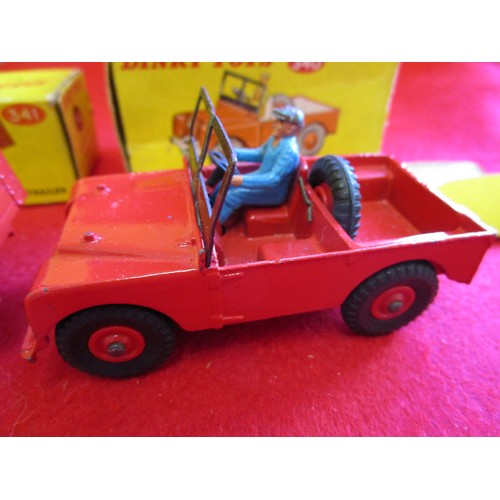 126 - Dinky Toys #340 Land-Rover (with rare red plastic wheels) and #341 Land-Rover Trailer, both boxed an... 