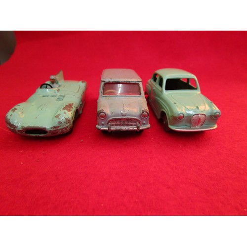 136 - A Dinky Toys #199 Austin Seven Countryman, #160 Austin A30 and #238 Jaguar D Type. A30 is very clean... 