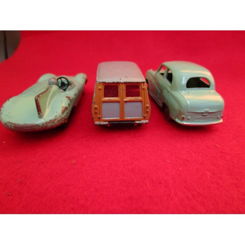 136 - A Dinky Toys #199 Austin Seven Countryman, #160 Austin A30 and #238 Jaguar D Type. A30 is very clean... 