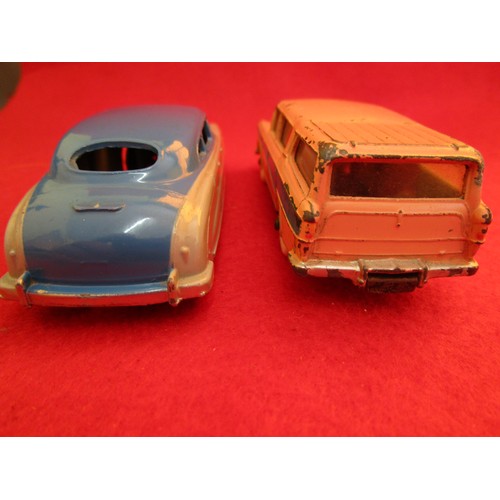 137 - Dinky Toys Hudson Sedan in dark blue over grey and a Dinky #173 Nash Rambler in pink with blue flash... 