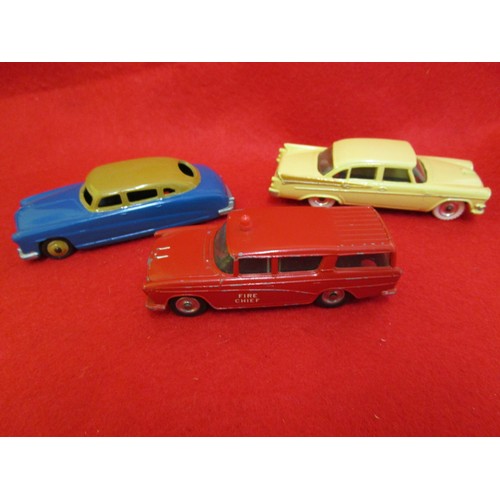 141 - A Dinky Toys Hudson Sedan (repainted), a Dinky Toys Nash Rambler 'Fire Chief' in original paint with... 