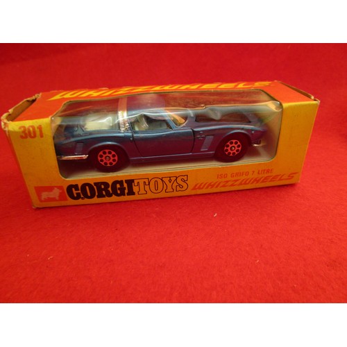 150 - 2 Corgi Toys Whizzwheels, boxed: #347 Chevrolet Astro 1 Experimental Car & #301 Iso Grifo 7 Litre. B... 