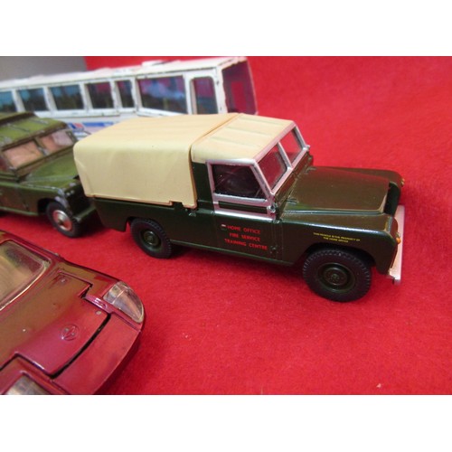 153 - Corgi Toys: a selection of unboxed vehicles comprising; 2 x Land Rover 109 W.B. military, one playwo... 