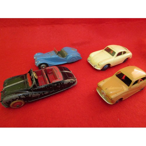 132 - A Dinky Toys unboxed 38f Frazer-Nash in blue, original finish with wear; Dinky Austin Atlantic, orig... 