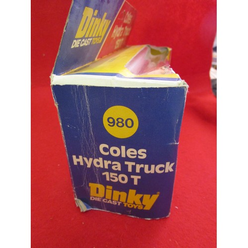 157 - A DInky Toys #980 Coles Hydra Truck 150T, boxed, model in mint condition, some marks and small tear ... 