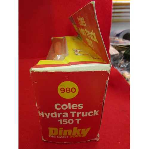 157 - A DInky Toys #980 Coles Hydra Truck 150T, boxed, model in mint condition, some marks and small tear ... 