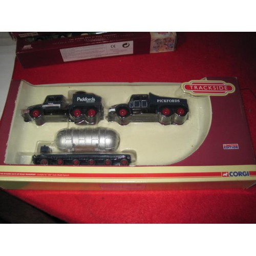 1057 - 3 Corgi trackside Petrol tankers and 2 boxed sets Pickfords and British Rail