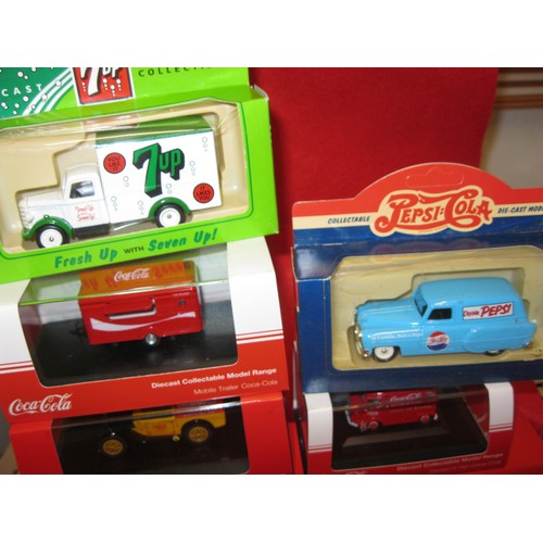 225 - A selection of Coca-Cola die-cast collectable vehicles by Oxford comprising a Citroen H Van, an Albi... 