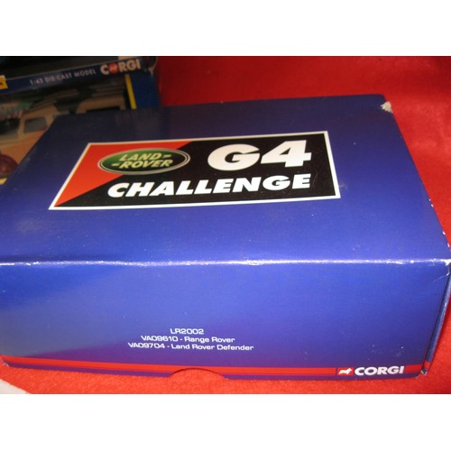 226 - A Corgi Landrover G4 Challenge Set, boxed, minor damage to box edge, models mint: A Corgi Vanguards ... 