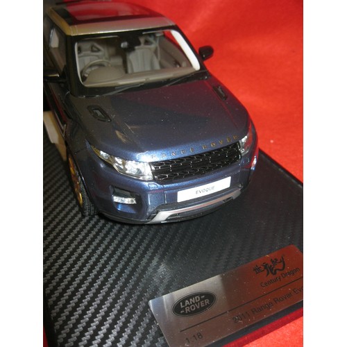 231 - A Century Dragon Resin model of a 2011 Range Rover Evoque, official Land-Rover product, with papers,... 