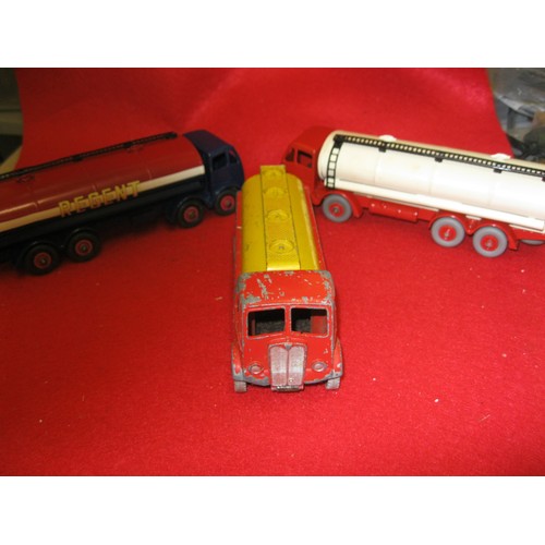 238 - A pair of Dinky Supertoys Foden Tankers and a Dinky AEC Monarch Thompson Tank Shell Chemicals Tanker