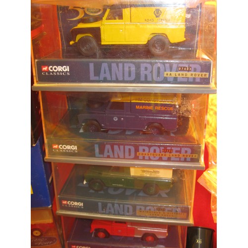 265 - 10 x Corgi Toys die-cast Land Rovers, all boxed - some storage wear to boxes but all models mint. Co... 