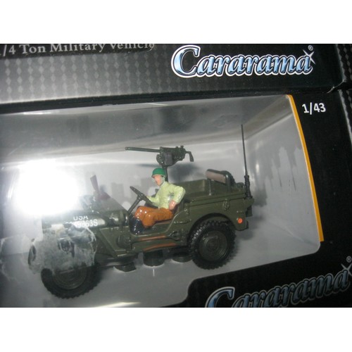 269 - A selection of Cararama die cast models including 4 military vehicles in 1:43 scale (3 various Jeeps... 