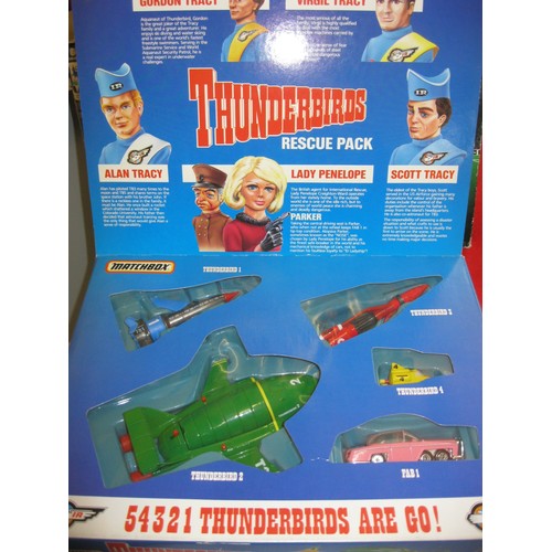 5 - A Matchbox Thunderbirds Rescue Pack boxed set, minor storage wear to box, die cast models mint and p... 