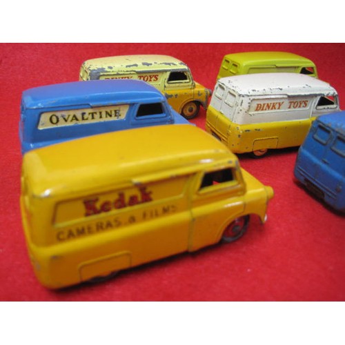 172 - 6 Dinky Bedford Vans 1 repainted and 5 in good playworn conditions 2 Ovaltine's 1 Kodak and 2 Dinky ... 