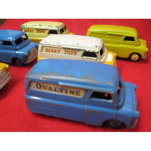 172 - 6 Dinky Bedford Vans 1 repainted and 5 in good playworn conditions 2 Ovaltine's 1 Kodak and 2 Dinky ... 