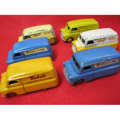 172 - 6 Dinky Bedford Vans 1 repainted and 5 in good playworn conditions 2 Ovaltine's 1 Kodak and 2 Dinky ... 