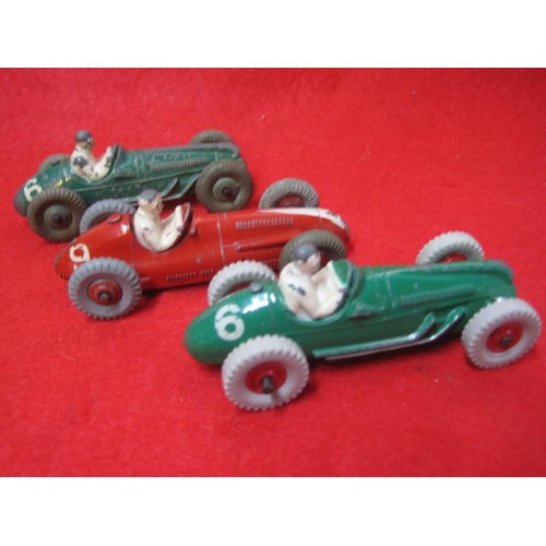 173 - 3 Dinky racing cars 2 Cooper Bristols and 1 Maserati in fair playworn condition