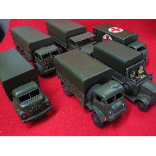 181 - 6 Dinky lorries including 2 10 tons 2 3 tons an Ambulance and an open cab vehicle