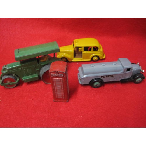 206 - Dinky Road Roller in Green a open-door box in approx 1.43 scale a Yellow open-door taxi and a repain... 