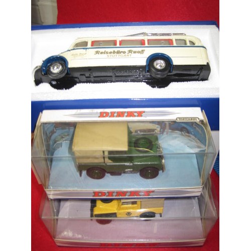 94 - 3 Matchbox Dinky Collection models: DY9-8 1949 Land Rover in AA Livery; DY9 1949 Land Rover in Green... 