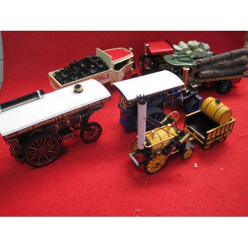 97 - 6 unboxed Matchbox 'Steam Rally' die cast vehicles comprising 3 steam lorries, Stephenson's 'Rocket'... 