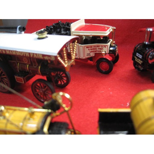 97 - 6 unboxed Matchbox 'Steam Rally' die cast vehicles comprising 3 steam lorries, Stephenson's 'Rocket'... 