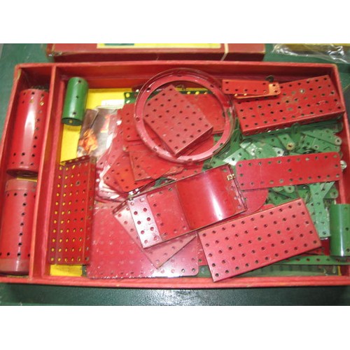 1294 - A vintage red box Meccano set #7 plus expansion set #2, #1A Clockwork Motor (boxed) and various othe... 