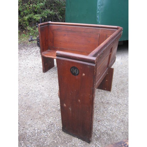 124 - A large corner church pew made of antique oak