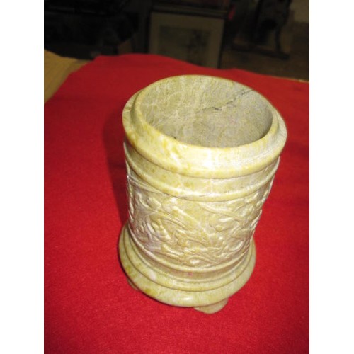 60 - An ornately carved Brush Pot