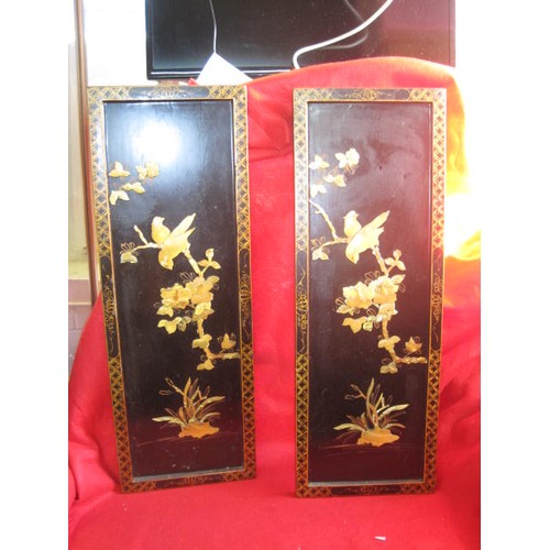 5 - Pair of laquered Japanese bird plaques