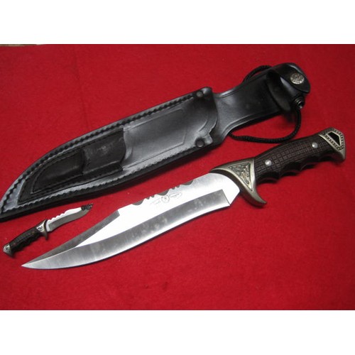 200 - A 440c Nieto of Spain 'Aventura' sheath knife with stainless blade and smaller utility knife in scab... 