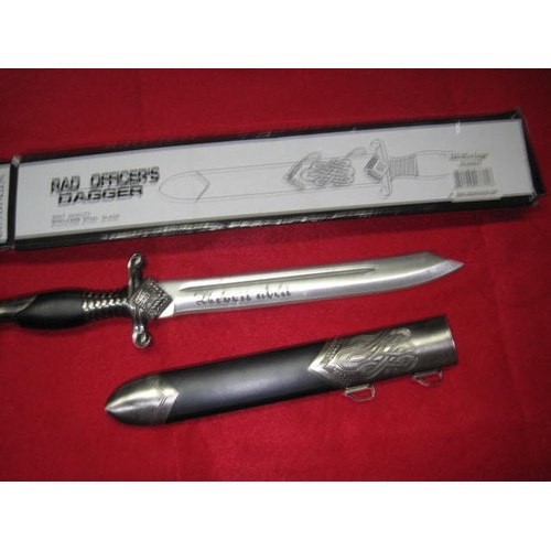 208 - A boxed reproduction RAD (Reich Arbeiten Dienst, or Reich Labour Service) Officer's Dagger, mint con... 