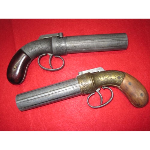 177 - A pair of likely Spanish-made replica Allen & Thurper of Worcester 1867 pepperpot rotating barrel pi... 