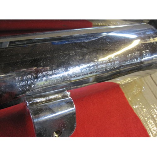 15 - A Harley Davidson VRSCA Muffler Kit comprising two exhaust cans, boxed and unused