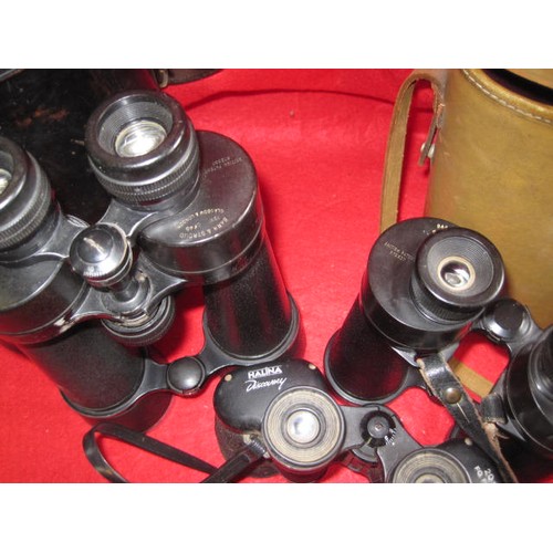 153 - 3 pairs of binoculars including 2 pairs of Barr & Stroud Watchkeeper's Glasses in cases, both slight... 