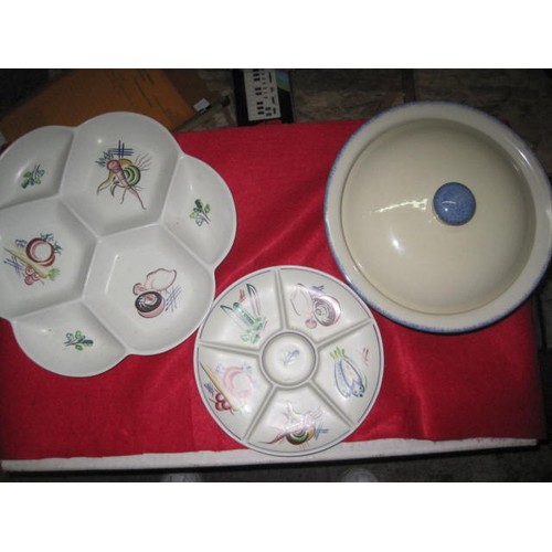 39 - A selection of Poole Pottery including 2 six section dishes