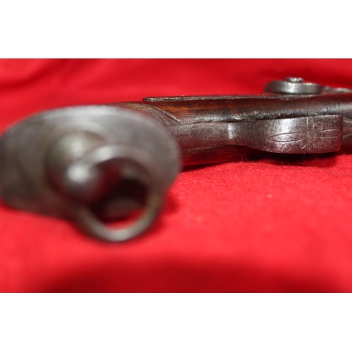 163 - A mid-Victorian percussion pistol, no maker's marks visible, inscription to barrel (not in English) ... 