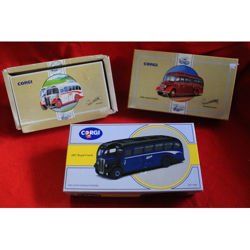 278 - An assortment of 9 boxed Corgi buses and commercial vehicles, some storage wear to boxes, all models... 