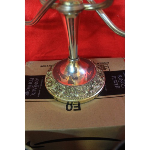 237 - A box of silver plated and other items including an art deco style tea pot, candlesticks, etc